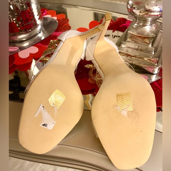 SIMMI LONDON White and Gold faux snake wrap around stiletto heels SZ 9 π₯π₯π₯ - Picture 9 of 10